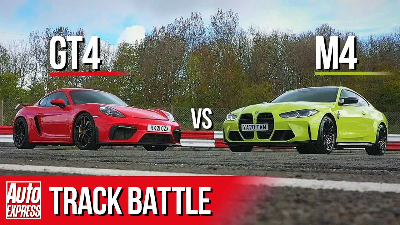 BMW M4 Competition vs Porsche Cayman GT4: Steve Sutcliffe track battle | Auto Express