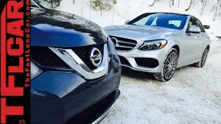 2015 Mercedes-Benz C300 vs Nissan Rogue Ice Mountain Tire Mashup Review