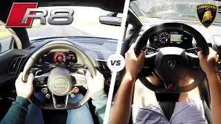 Audi R8 V10 PLUS vs Lamborghini Huracan POV SOUND & REVS by AutoTopNL