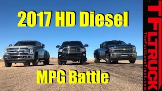 2017 Chevy HD vs Ford SD vs Ram HD Diesel 22,800 Lbs Towing MPG Review