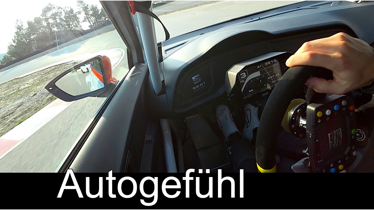 Seat Leon Cup Racer hotlap Parcmotor de Castellolí racetrack with DTM driver Miguel Molina
