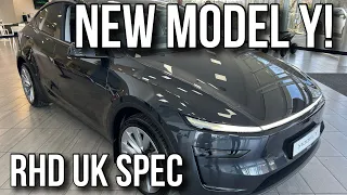 NEW Tesla Model Y hits UK showrooms - first look in RHD walk around.