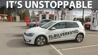 VW e-Golf 24 kWh 500 km challenge in spring part 2