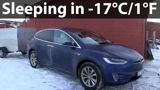 Sleeping in Tesla Model X in -17°C/1°F