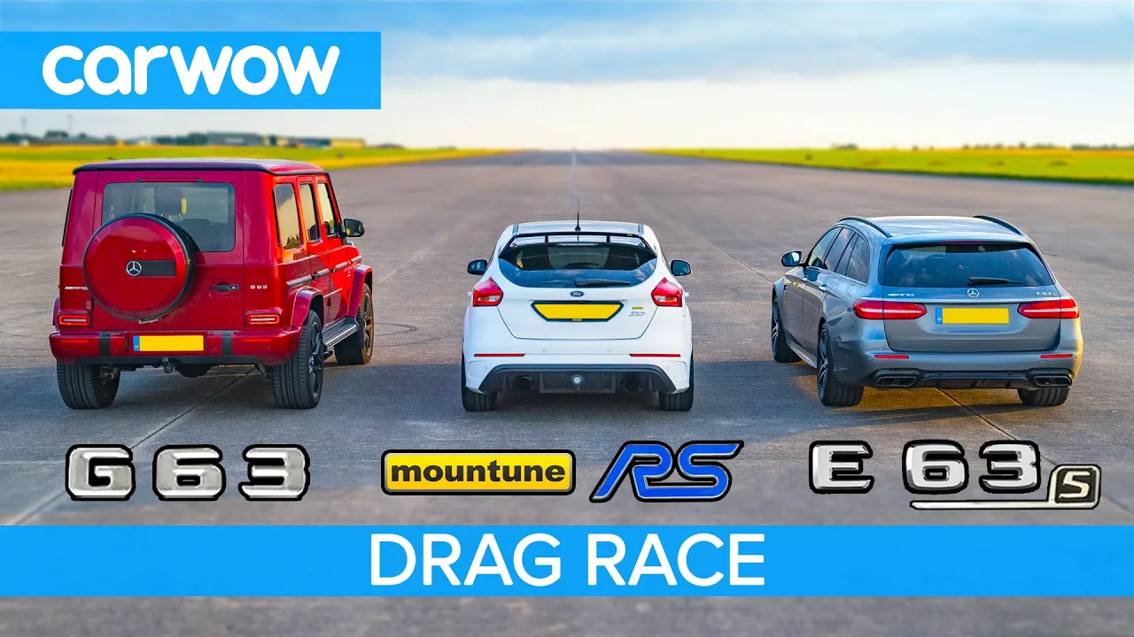 Mercedes-AMG E63 S vs G63 vs 520hp Ford Focus RS – DRAG RACE, ROLLING RACE & BRAKE TEST!