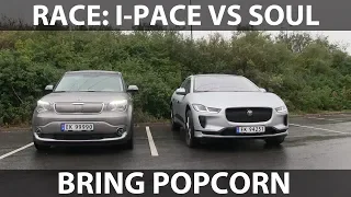Race between Jaguar I-Pace and Kia Soul EV