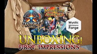 Unboxing MEGAQUEST AWAKENED by Deathforge Games + First Encounter! | Indie RPG Adventure Begins