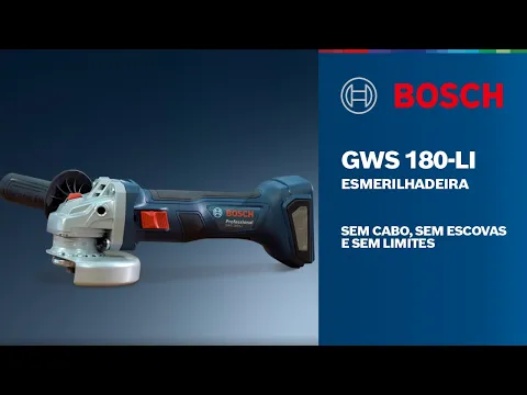 Esmerilhadeira Bosch a Bateria Angular com Carregador 2 Baterias e Acessórios 4,5" 18V GWS 180-LI