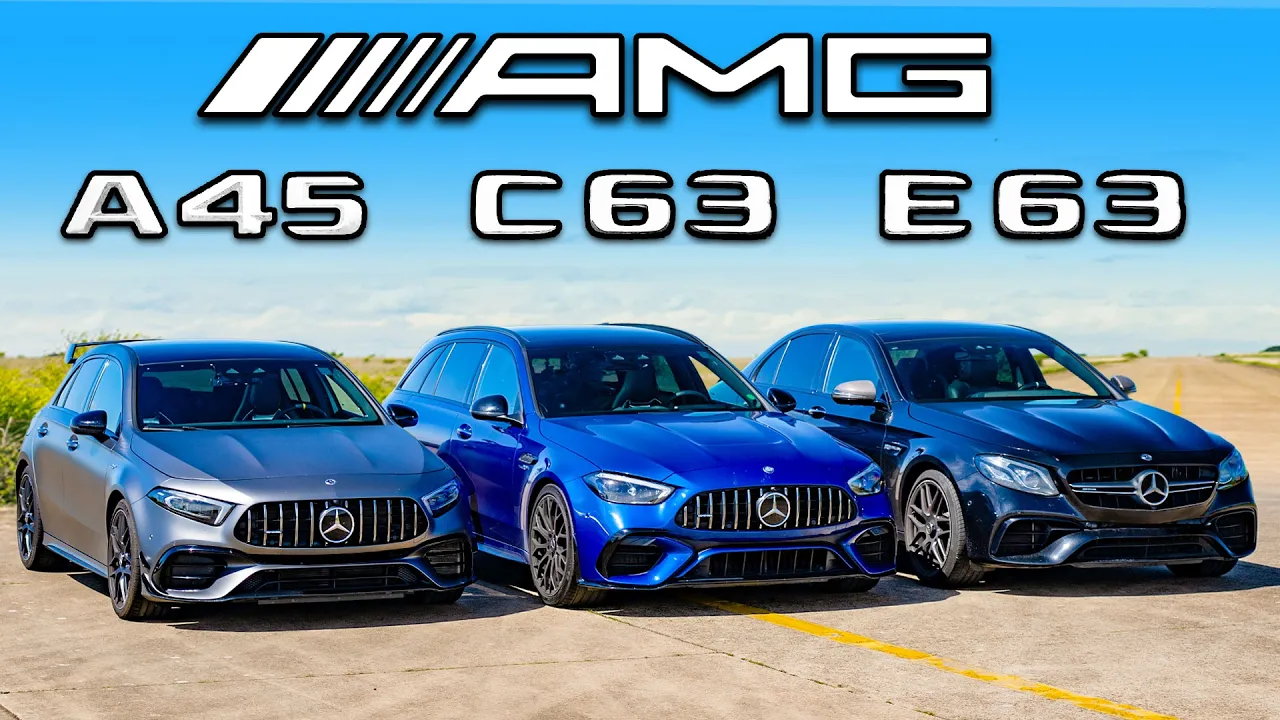 New AMG C63 v E63 v A45: DRAG RACE