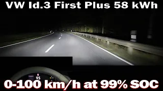 VW Id.3 First Plus - 0-100 km/h at 99% SOC