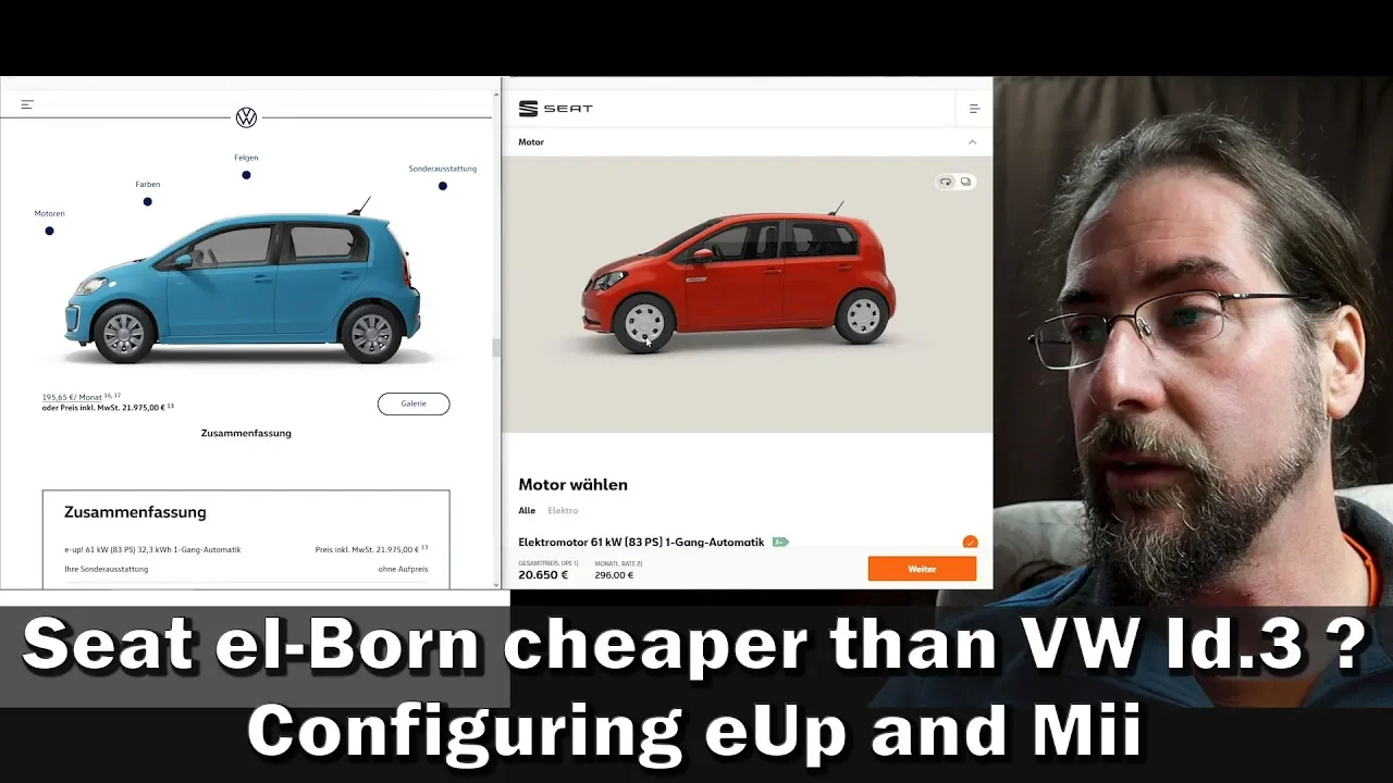 Seat el-born cheaper than VW Id.3? Configuring eUp and Mii