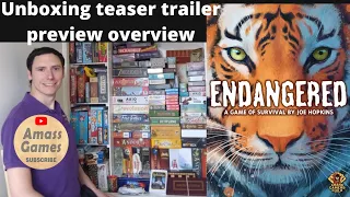 Endangered board game unboxing teaser trailer preview AmassGames tabletop nature evergreen science