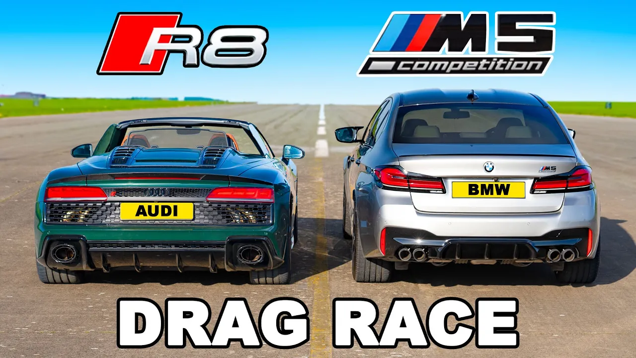 625hp BMW M5 v 620hp Audi R8 V10: DRAG RACE