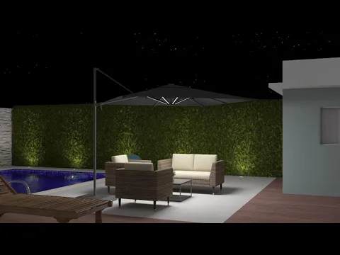 Ombrelone Aluminio Central Sonora Led Cinza Escuro 290x290cm Naterial