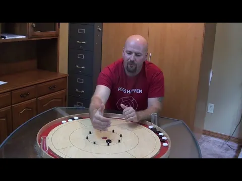 Crokinole Shot How to Rebound Off Opponents Disk Against a Peg for a 20