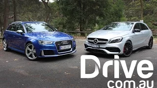 Audi RS3 Sportback v Mercedes-AMG A45 Road Comparison | Drive.com.au