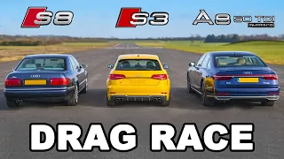 Audi S8 v Audi S3 v Audi A8: DRAG RACE