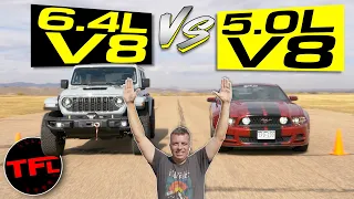 Can the Jeep Wrangler 392 BEAT a Ford Mustang GT in a Drag Race? (It's INSANELY Close!)
