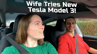 We Got A New Tesla Model 3 For Christmas! Wife's First Drive!