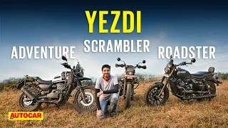 2022 Yezdi Scrambler, Roadster and Adventure review | First Ride | Autocar India