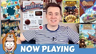 Now Playing: Decrypto, Skyward, Junta Las Cartas, Ilos, Dr Microbe, Panic Mansion