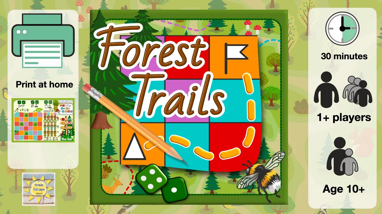 Forest Trails Roll and write game. HD