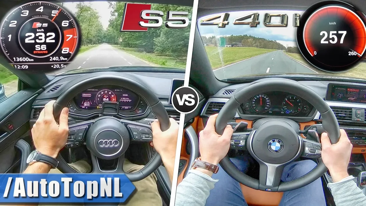 BMW 440i Gran Coupe xDrive vs Audi S5 Sportback Quattro ACCELERATION SOUND & POV by AutoTopNL