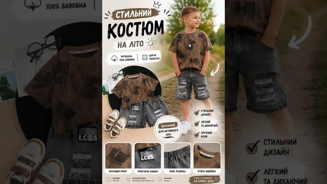 Костюм на літо для хлопчика LCBA колір коричневий 11126