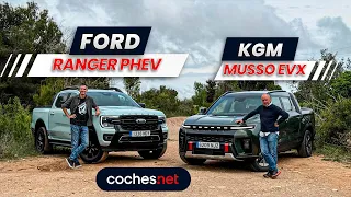 Ford Ranger PHEV vs KGM Musso EVX | Comparativo / Test / Review en español | coches.net