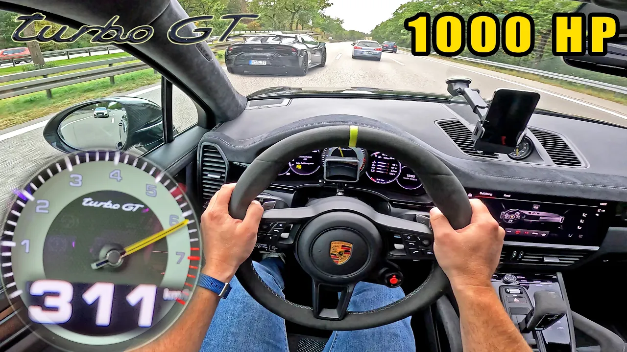 1000HP Porsche Cayenne TURBO GT meets LAMBORGHINI STO on Autobahn
