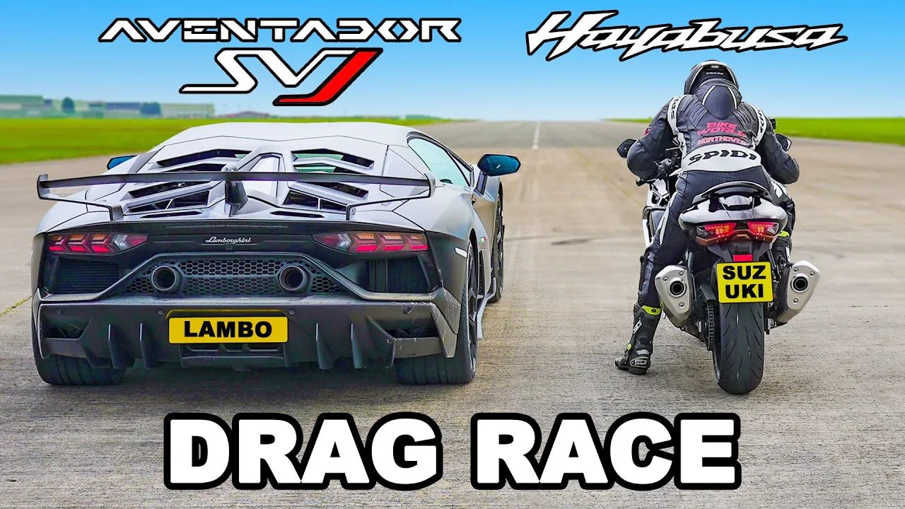 Lamborghini SVJ v Suzuki Hayabusa: DRAG RACE