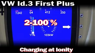 VW Id.3 First Edition Plus 58 kWh - Charging Test 2-100% at Ionity with 103 kW