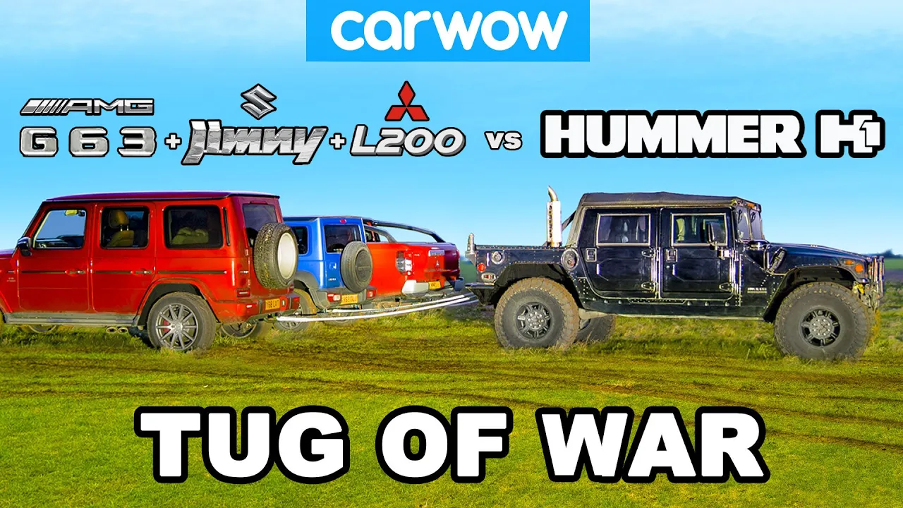 Hummer H1 vs G63 + Jimny + L200: TUG OF WAR!