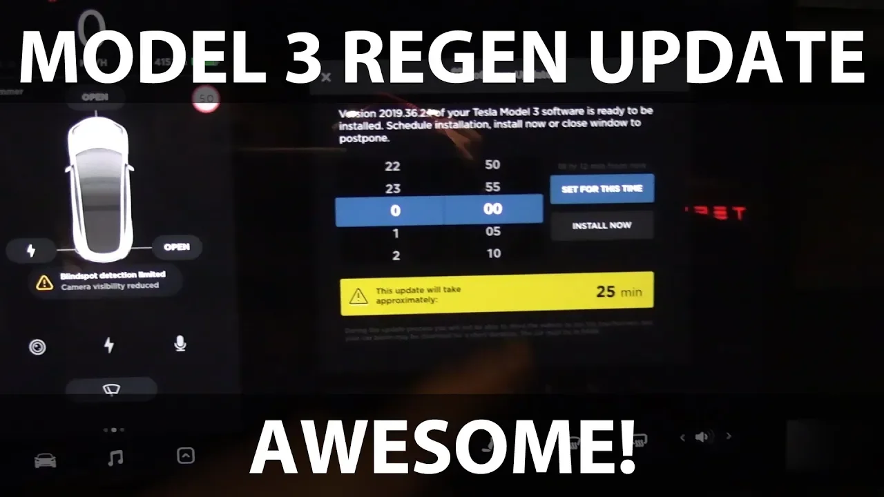Tesla Model 3 before and after regen update