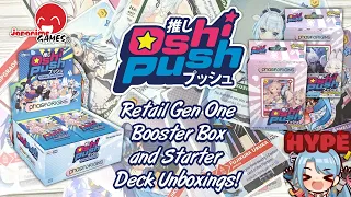 [Oshi Push] Retail Gen 1, Booster, Starter Deck Unboxing! (Yuki & Yuna | Twin Vtubers)