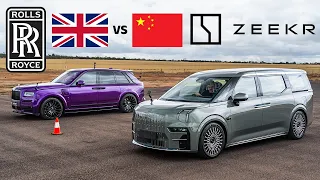 China vs GB: Zeekr 009 vs Rolls-Royce Cullinan Mansory drag race! V12 vs EV