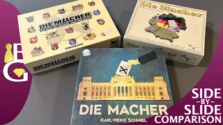 Die Macher — Side-by-Slide Board Game Comparison
