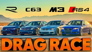 2025 Golf R v E90 M3 v B7 RS4 v C63 AMG (W204) Peak Sport Sedan — Cammisa Ultimate Drag Race Replay