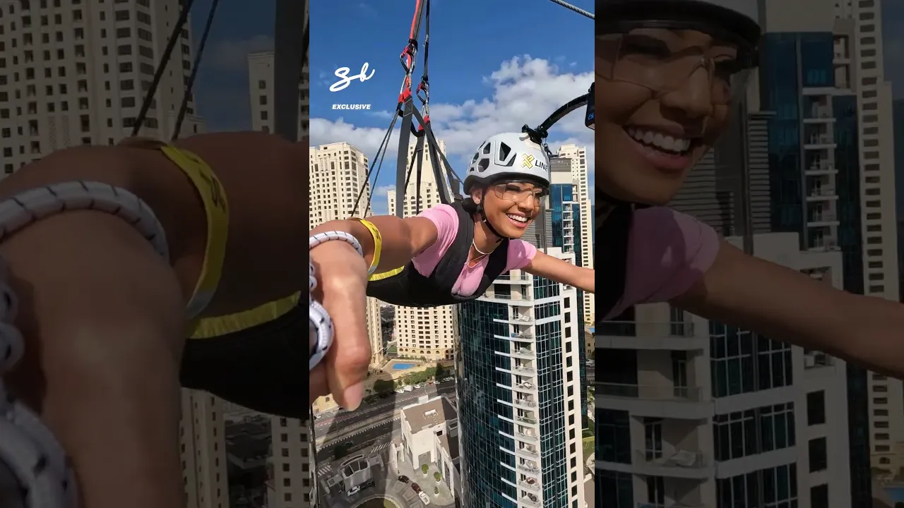 The world's longest urban zipline…😍😱 #ziplining #dubai #thrill