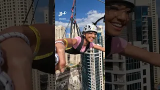 The world's longest urban zipline…😍😱 #ziplining #dubai #thrill