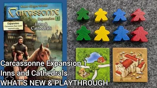 WHAT'S NEW Carcassonne Expansion 1: Inns & Cathedrals (and PLAYTHROUGH)