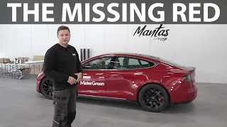 2013 Model S P85 getting red brake calipers and more at Mantas Wrap