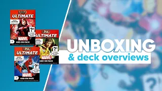 Marvel Uno Ultimate Doctor Strange, Scarlet Witch, & Spider-Man Add-on Unboxing & Deck Overviews