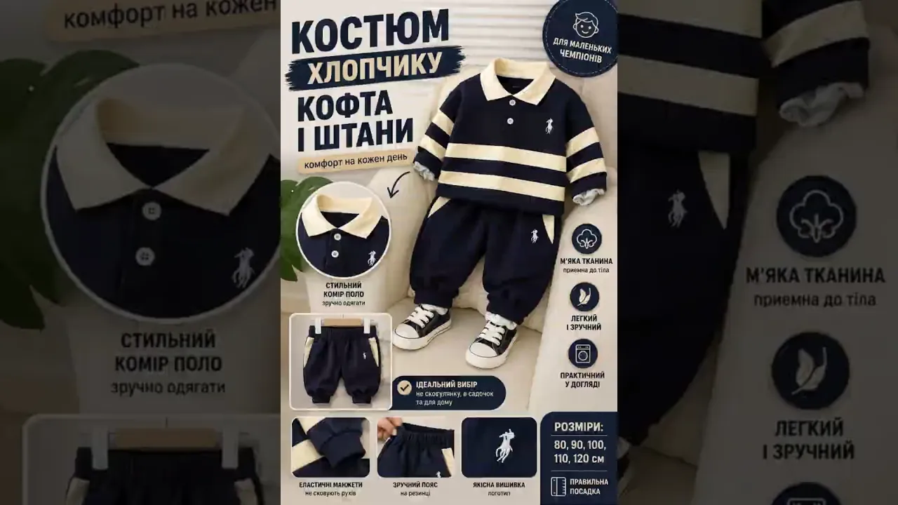 Костюм хлопчику кофта і штани колір темно-синій 11095