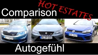 Hot Estate comparison test Volkswagen VW Golf R Variant vs Seat Leon ST Cupra vs Skoda Octavia RS