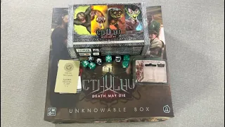 The Discriminating Gamer: Cthulhu: Death May Die - Unknowable Box unboxing with Ray