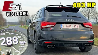 403HP Audi S1 *BIG TURBO* // 0-100 100-200 SOUND & AUTOBAHN POV