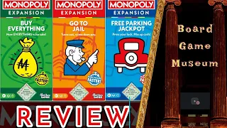 Monopoly Expansions: Buy Everything, Go To Jail, Free Parking Jackpot Board Game Review