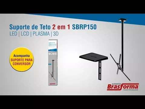 Suporte para TV Articulado para Teto Metal Preto 10" a 55" SBRP150 Brasforma
