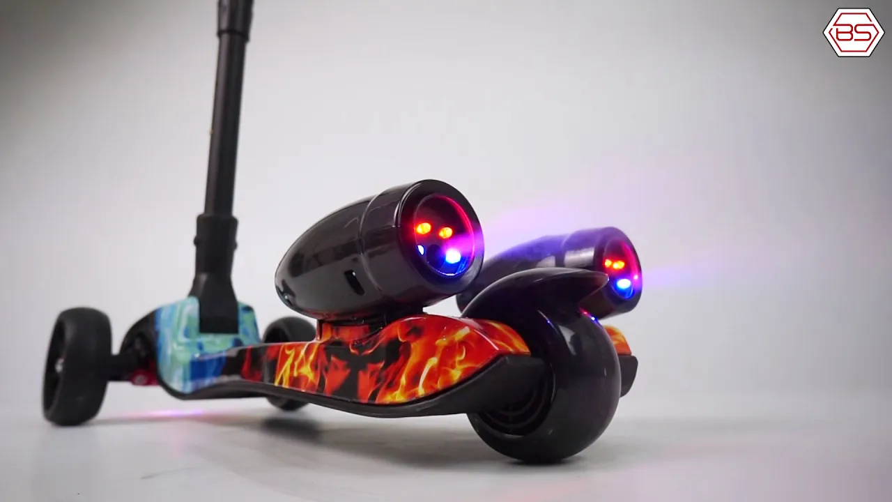 Самокат "Best Scooter" MAXI" 46189 з парогенератором (4) МУЗИКА, ДИМ, ТУРБІНИ, пластмасовий, колеса PU 120х40мм, складне алюмінієве кермо, в коробці